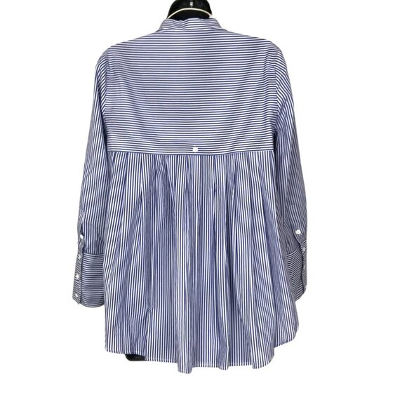 Veronica Beard Striped Mock Neck 3/4 Button Up Blouse Size 6 - Picture 3 of 7